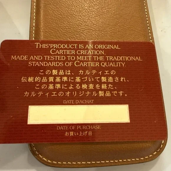 Cartier’ Les Must Caramel Goatskin Leather Phone Case With Dust Bag, Box, Cards - Picture 6 of 15